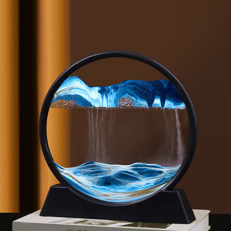 Moving Sand Art Picture Round Glass Deep Sea Sandscape Flowing Sand Home Decoration