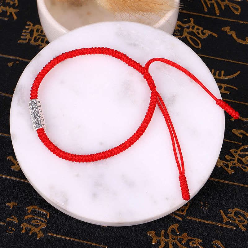 Buddha Stones Om Mani Padme Hum Luck Protection Red String Bracelet