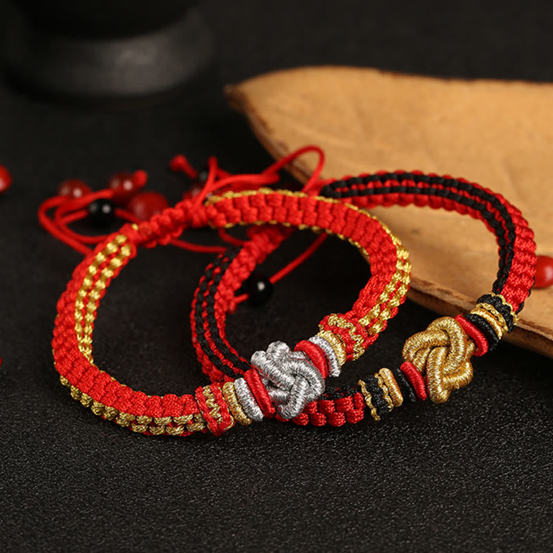 Buddha Stones Colorful Rope True Love Knot Luck Handmade Bracelet