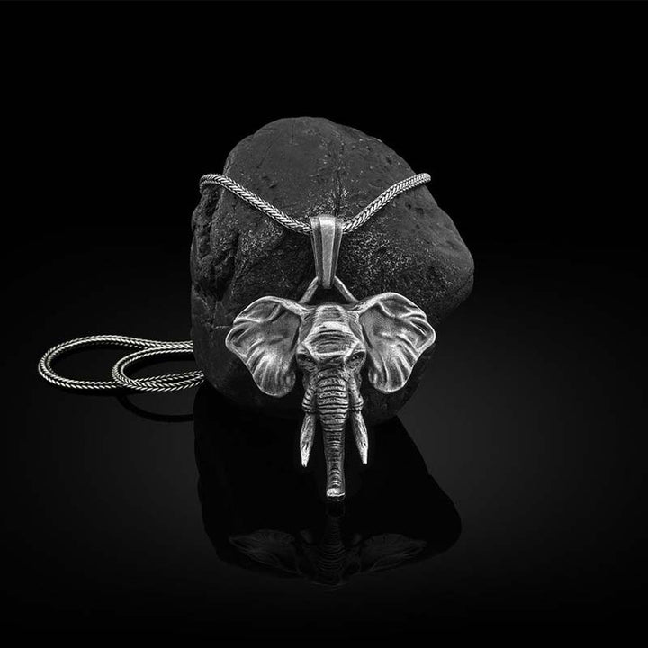 Elephant Pewter Titanium Steel Strength Necklace Pendant