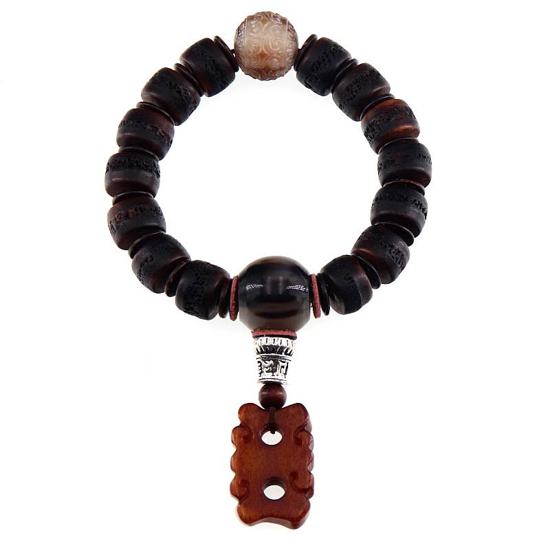 Buddha Stones Tibetan Yak Bone Dzi Bead Turquoise Keep Away Evil Spirits Bracelet