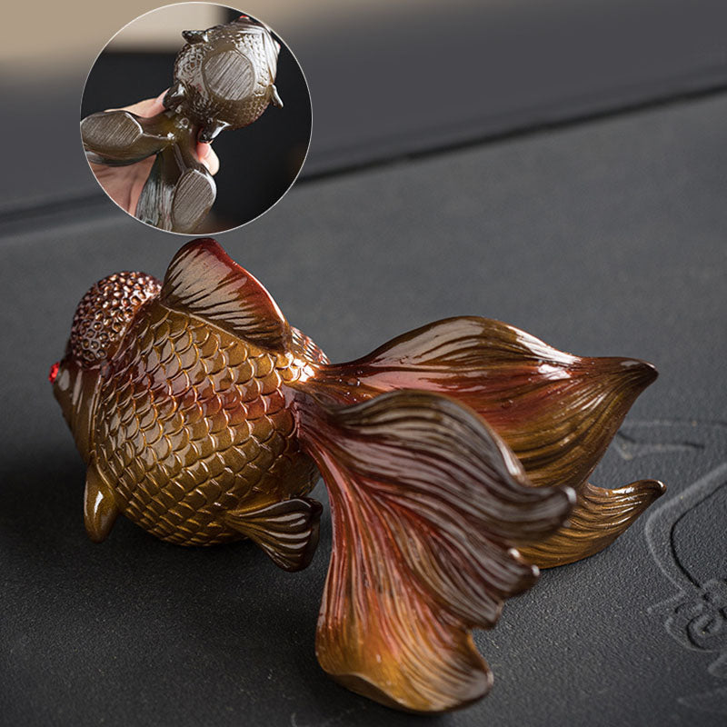 Buddha Stones Color Changing Koi Fish Resin Tea Pet Wealth Home Figurine Decoration