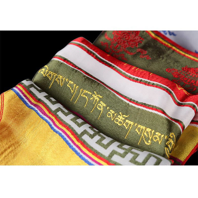 Tibetan Lucky Blessing Multicolored Lotus Mantra Jacquard Khata Decoration