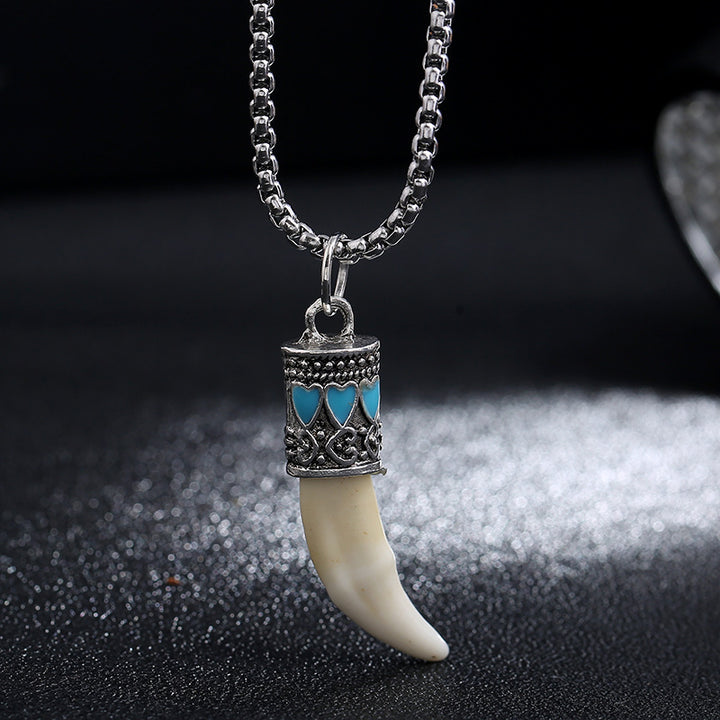 Imitation Wolf Tooth Titanium Steel Balance Necklace Pendant