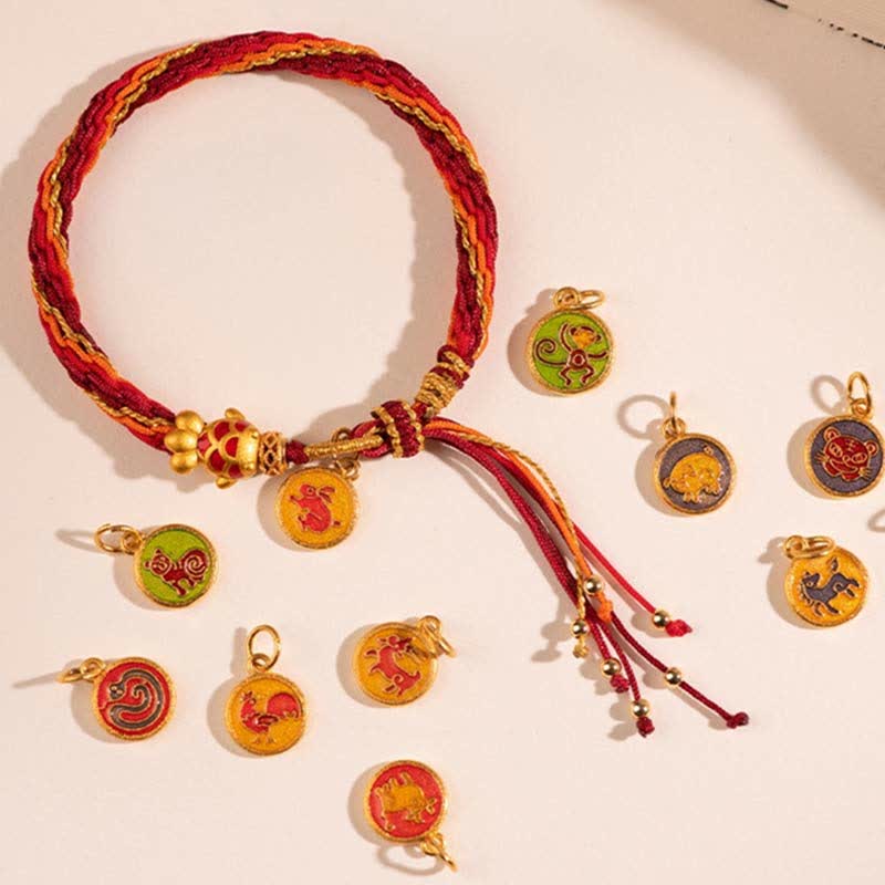 Buddha Stones Chinese Zodiac Handmade Koi Fish String Protection Reincarnation Knot Braid Bracelet