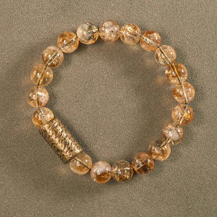 Buddha Stones Natural Citrine Crystal Brass Bead Protection Bracelet