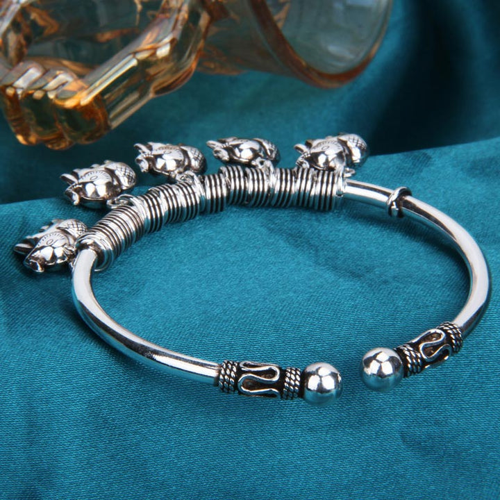 Buddha Stones 925 Sterling Silver Elephant Strength Bracelet Bangle