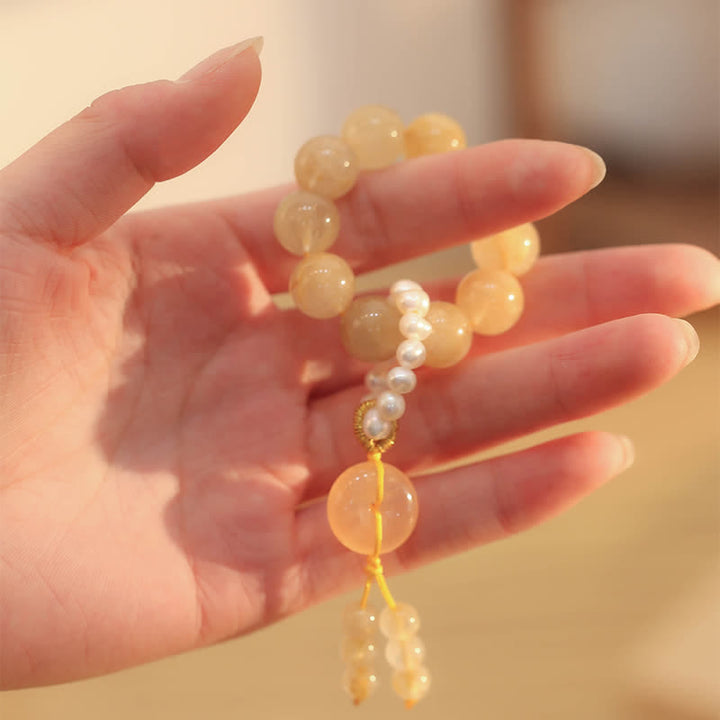 Citrine Peace Buckle Prosperity Happiness Wrist Mala