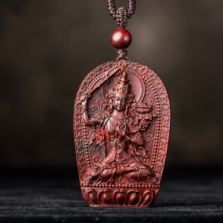 Chinese Zodiac Natal Buddha Small Leaf Red Sandalwood Lotus Protection Necklace Pendant