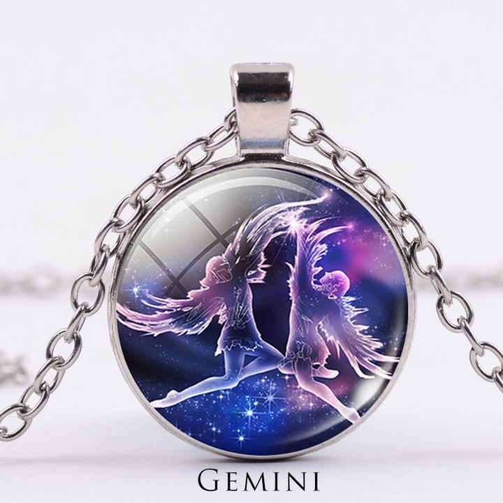 12 Constellations of the Zodiac Moon Starry Sky Protection Blessing Necklace Pendant