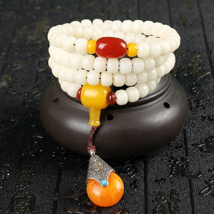 Tibetan Mala White Bodhi Seed Blessing Bracelet