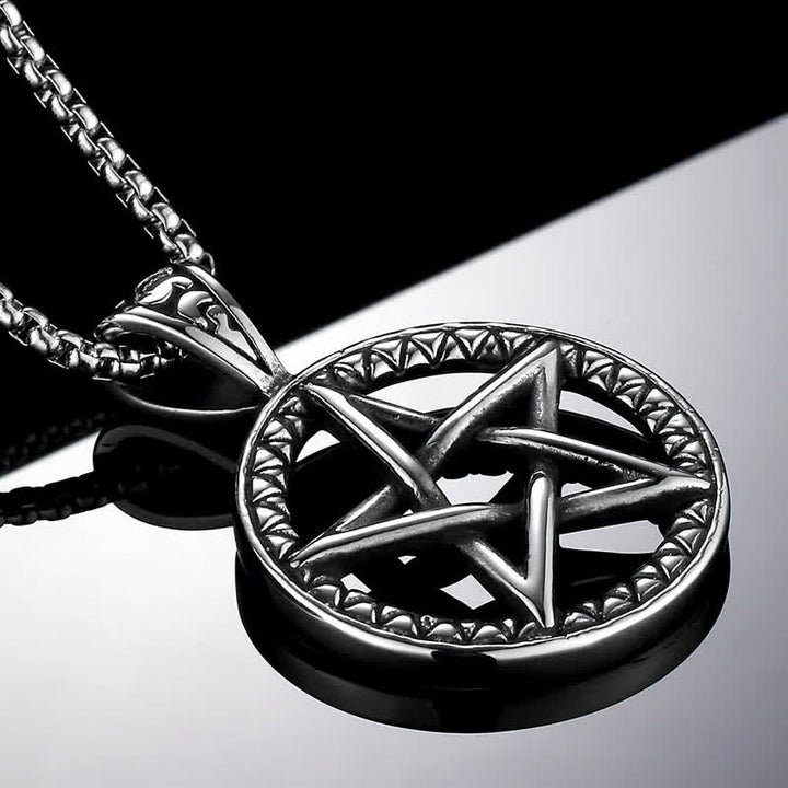 Pentagram Titanium Steel Balance Necklace Pendant