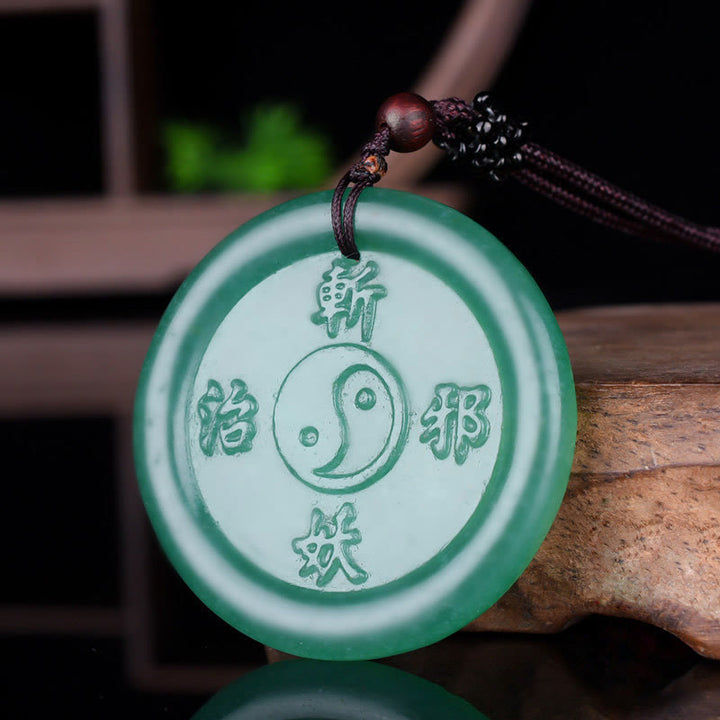 Buddha Stones Green Aventurine Yin Yang Balance Necklace Pendant