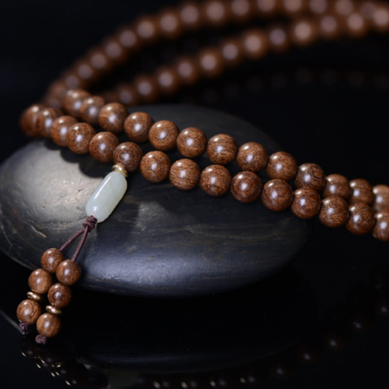 Buddha Stones 108 Mala Beads Rosewood Jade Calm Bracelet