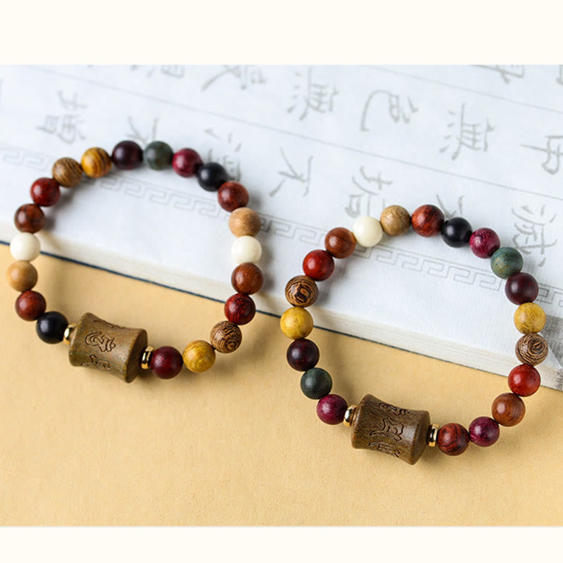 Tibet Multicolored Sandalwood Om Mani Padme Hum Protection Bracelet