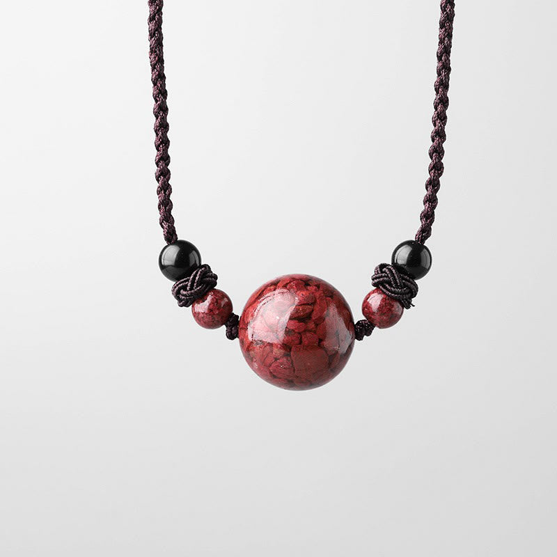 Buddha Stones Natural Cinnabar Stones Bead Blessing Necklace Pendant