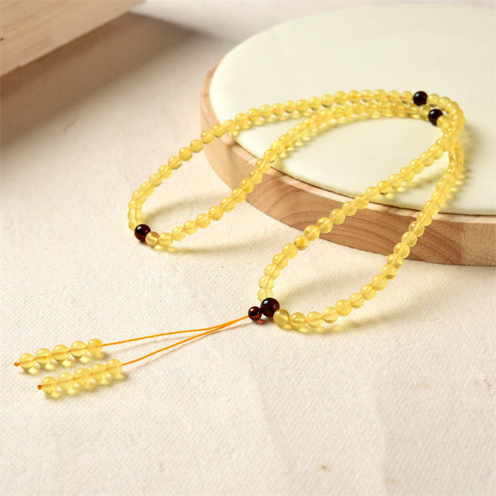 108 Mala Beads Natural Amber Clear Anxiety Bracelet