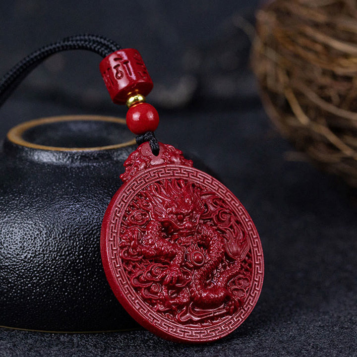 ❗❗❗A Flash Sale- Buddha Stones Year of the Dragon Natural Cinnabar Dragon Protection Necklace Pendant