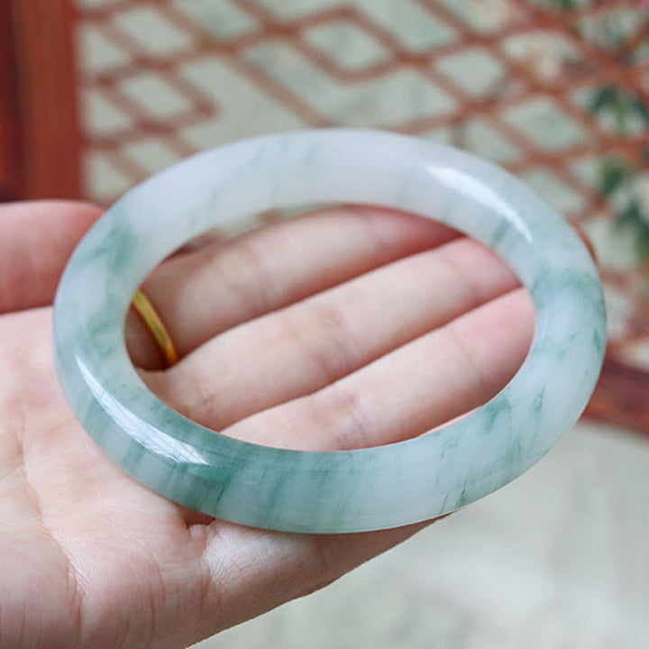 Buddha Stones Natural Jade Luck Prosperity Bangle Bracelet