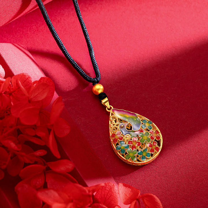 Buddha Stones Colorful Phoenix Flower Luck Strength Necklace Pendant