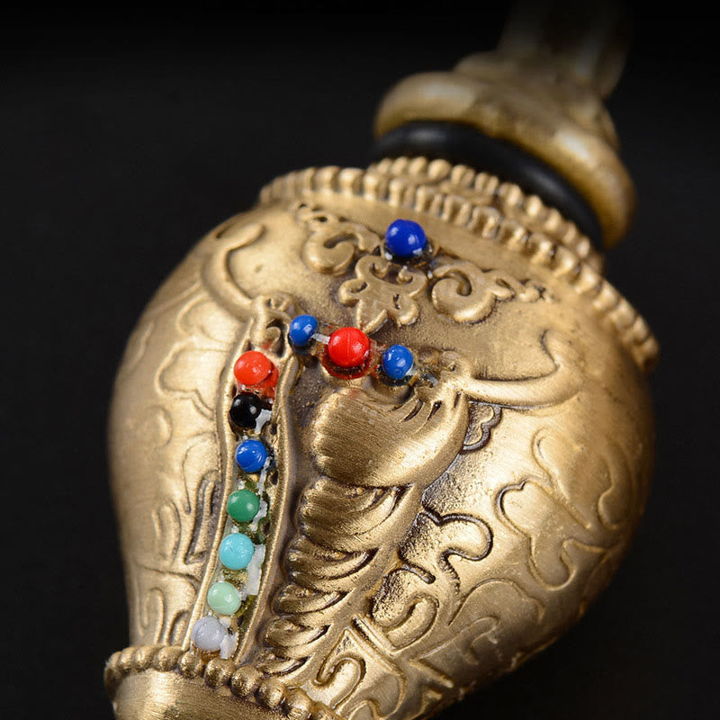 Tibetan Shankha Copper Colorful Beads Wealth Necklace Pendant