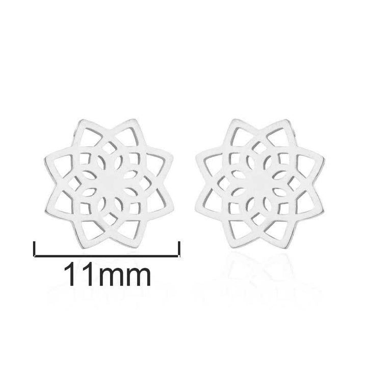 Tibetan Lotus Pattern New Beginning Stud Earrings