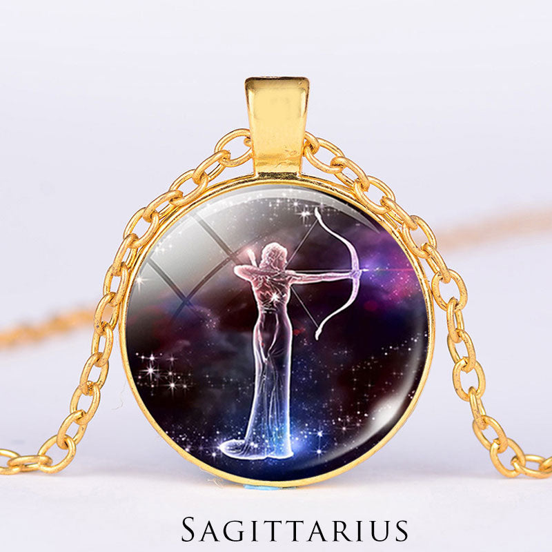 12 Constellations of the Zodiac Moon Starry Sky Protection Blessing Necklace Pendant