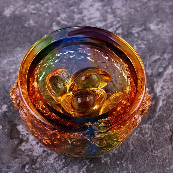 Handmade Liuli Crystal Treasure Bowl Art Piece Home Decoration