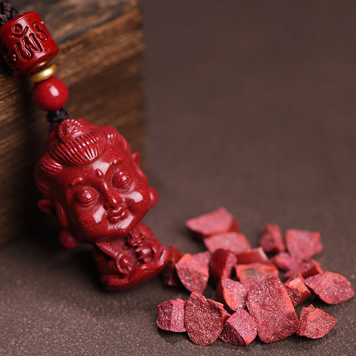 Buddha Stones Chinese Zodiac Natal Buddha Natural Cinnabar Amulet Keep Away Evil Spirits Necklace Pendant