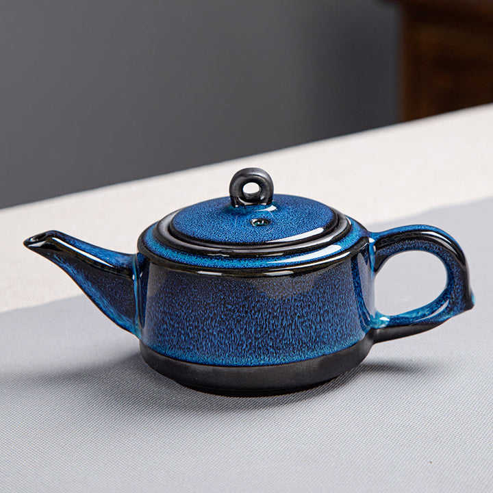 Blue Gradient Color Chinese Gongfu Tea Ceramic Teapot Portable Gift Bag Box Set