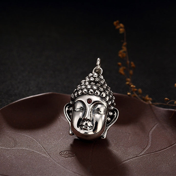 Buddha Stones 925 Sterling Silver Buddha Head Compassion Necklace Pendant