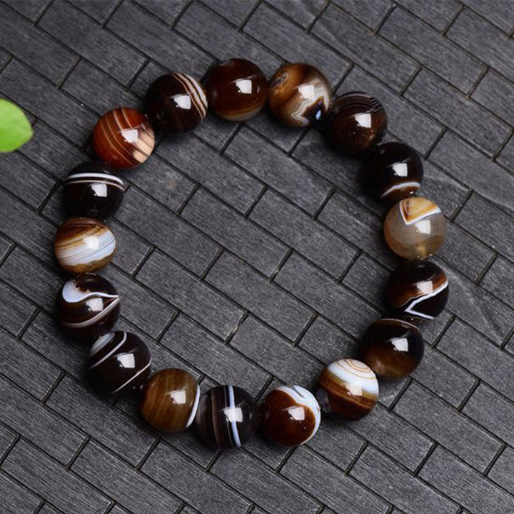 Buddha Stones Tibetan Sardonyx Happiness Positive Bracelet