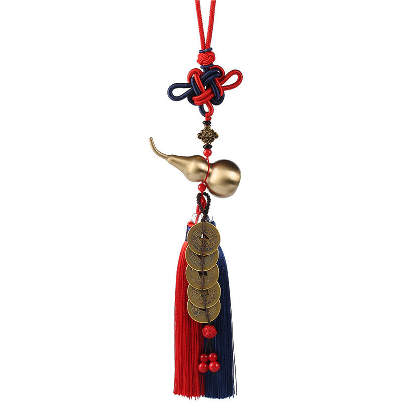 Buddha Stones Feng Shui Wu Lou Gourd Ancient Chinese Coins  Wealth Car Hanging Decoration