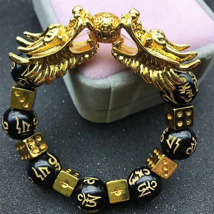 Buddha Stones Double Dragon Wealth Protection Bracelet