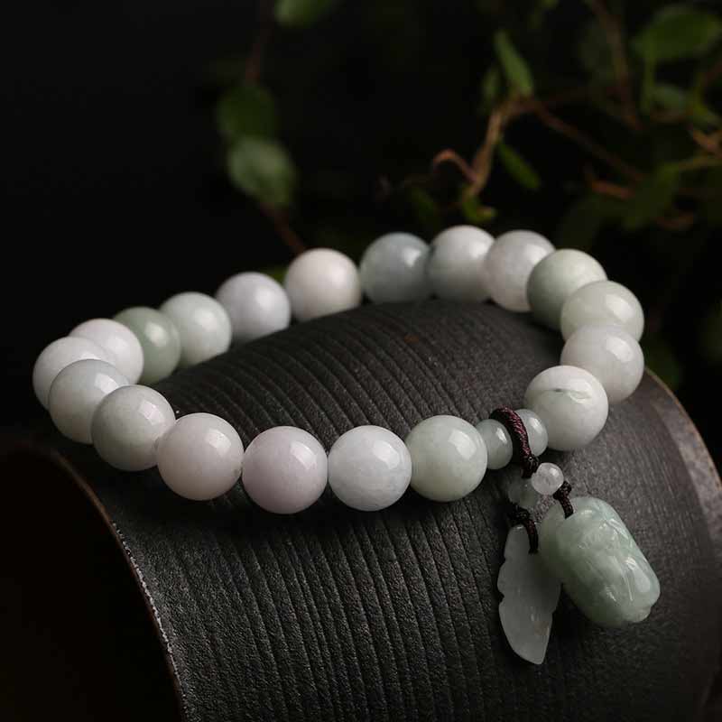 Buddha Stones Natural Jade Pi Xiu Buddha Gourd Apple Success Bracelet