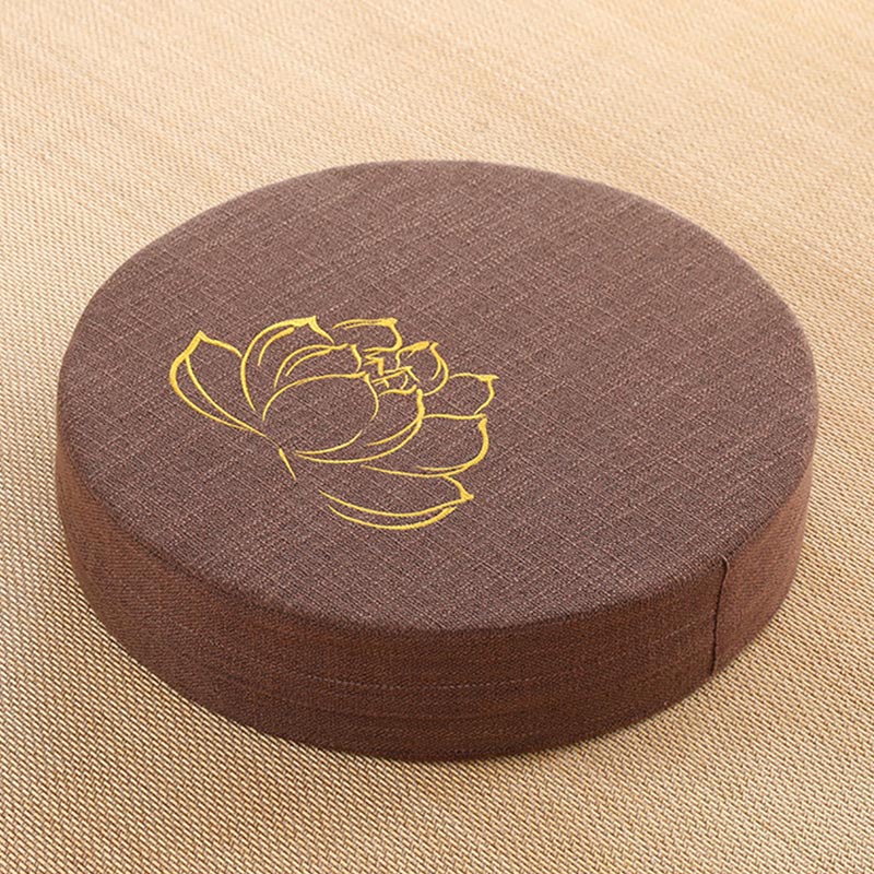 Lotus Embroidery Cotton Linen Meditation Seat Cushion