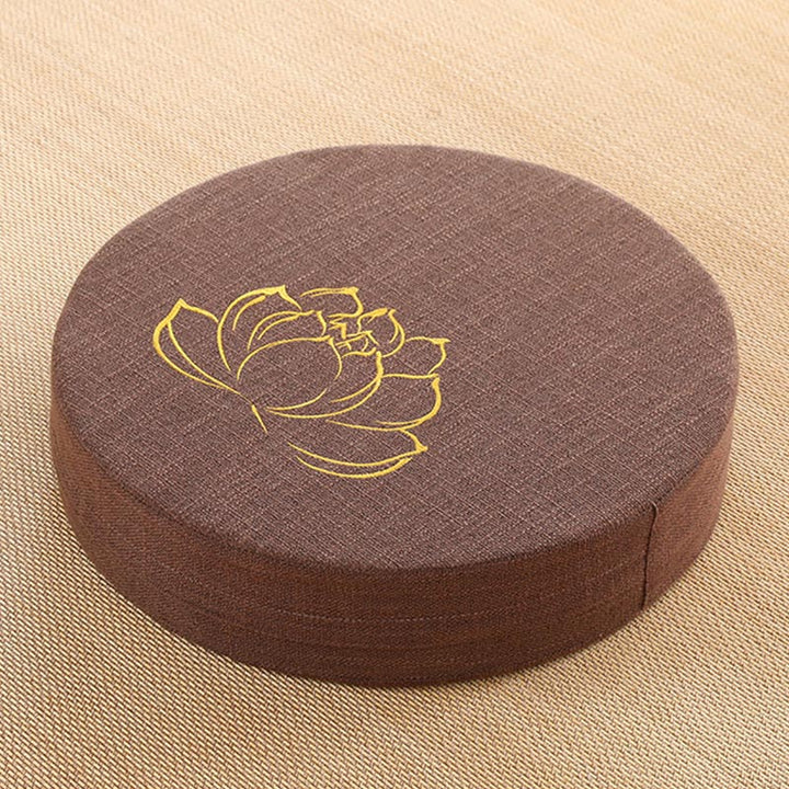 Lotus Embroidery Cotton Linen Meditation Seat Cushion