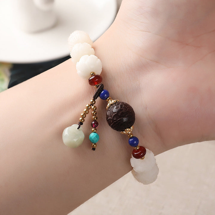 Bodhi Seed Jade Lotus Charm Peace Bracelet