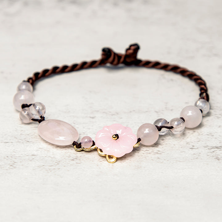 The Flower of Love Pink Crystal Soothing Anklet