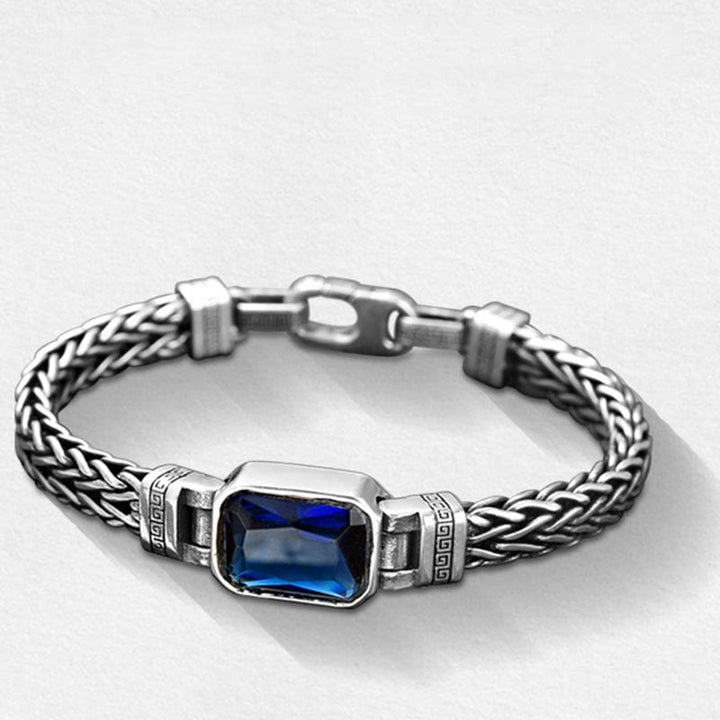 Buddha Stones Retro Blue Acrylic Dragon Keel Braided Design Healing Wealth Buckle Bracelet