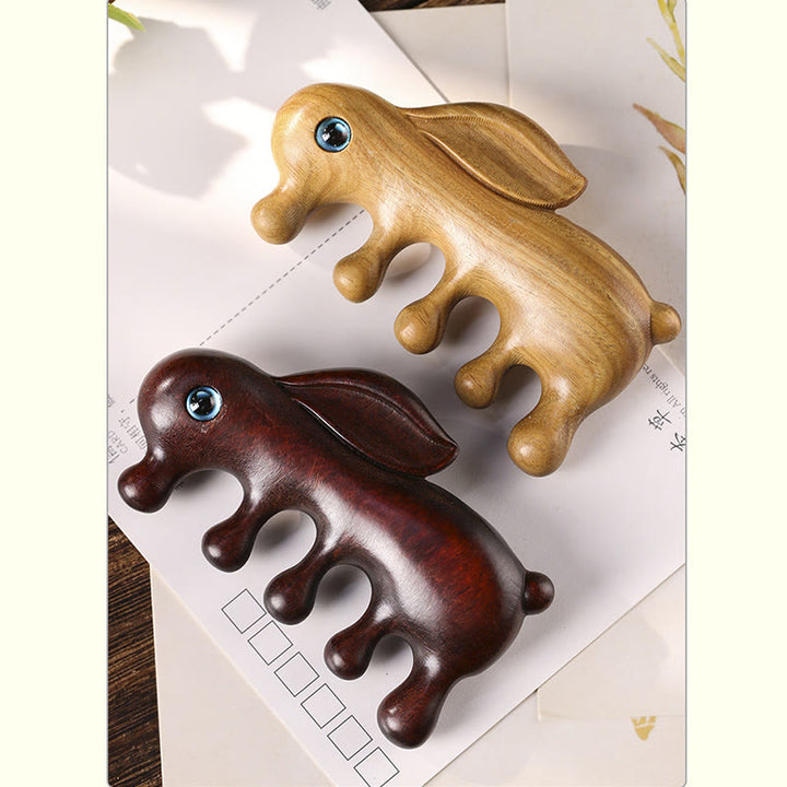 Small Leaf Red Sandalwood Green Sandalwood Lovely Bunny Relaxation Massage Comb