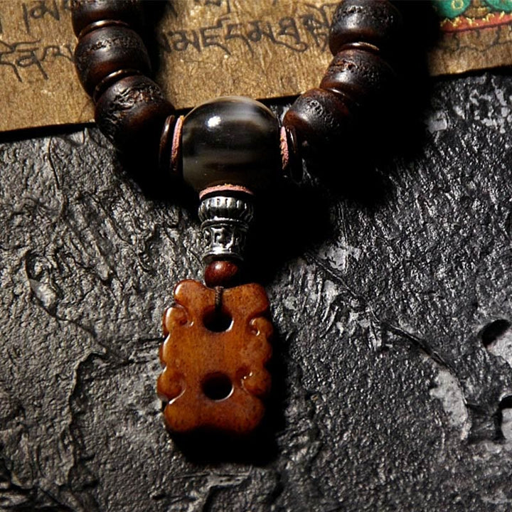 Buddha Stones Tibetan Yak Bone Dzi Bead Turquoise Keep Away Evil Spirits Bracelet