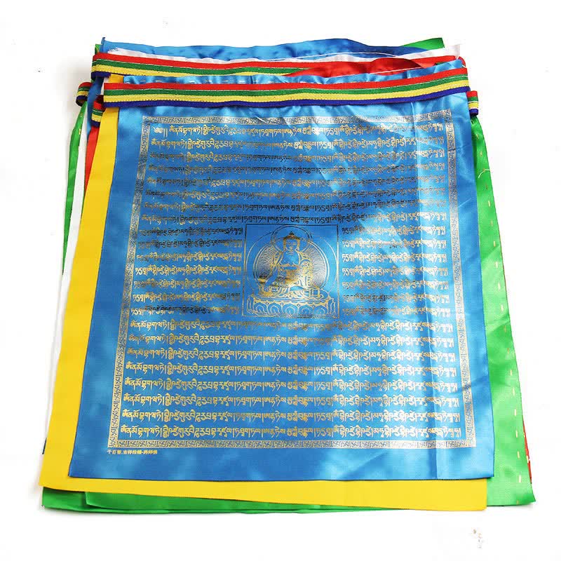 Tibetan 5 Colors Windhorse Buddha Scriptures Auspicious Outdoor Prayer Flag