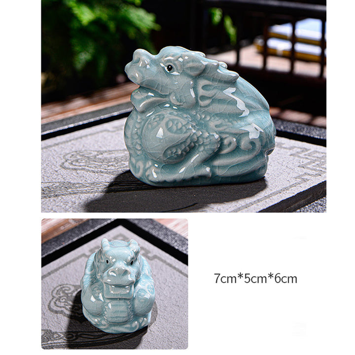 Buddha Stones Chinese Zodiac Wealth Ceramic Tea Pet Home Figurine Decoration