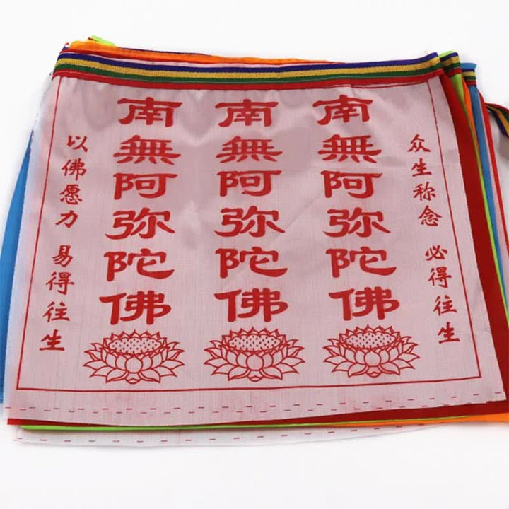 Tibetan 7 Colors Windhorse Letter Auspicious Lotus Outdoor 21 Pcs Prayer Flag