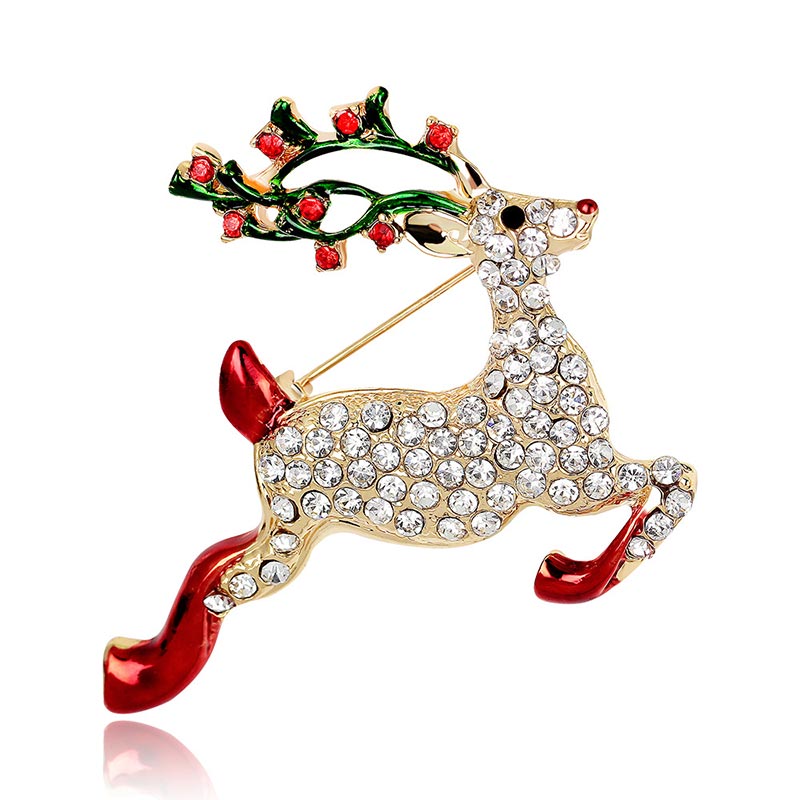 Christmas Multi-Colored Rhinestone Crystal Brooch Pin