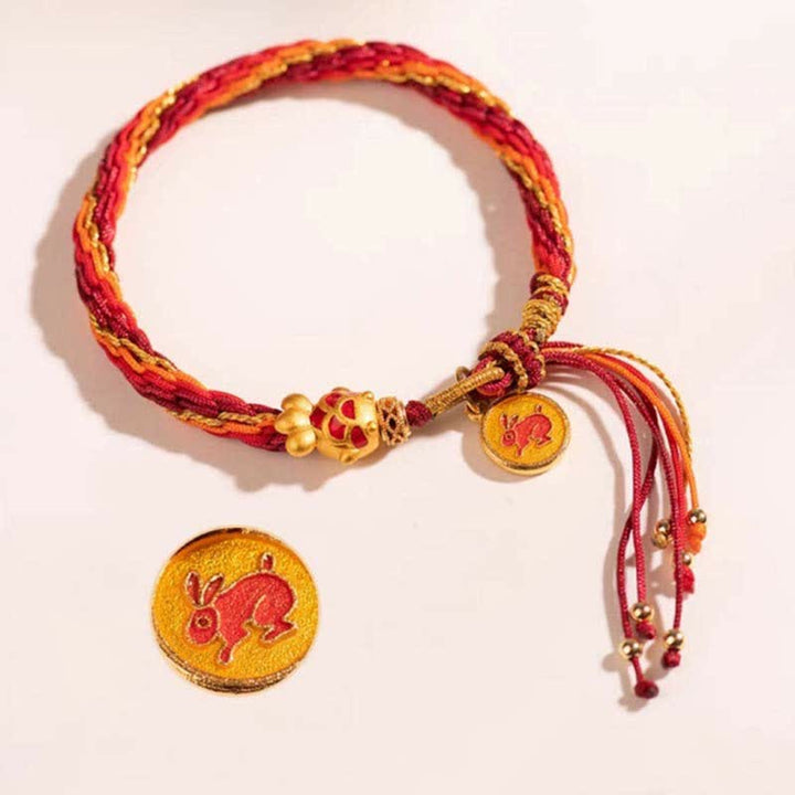 Buddha Stones Chinese Zodiac Handmade Koi Fish String Protection Reincarnation Knot Braid Bracelet