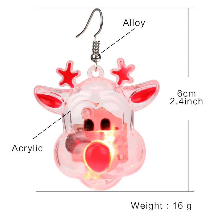 Led Christmas Santa Claus Tree Elk Luminous Earrings