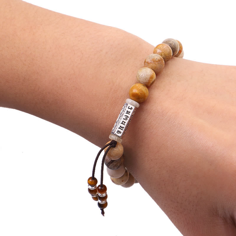 Weathered Stone Om Mani Padme Hum Strengthen Bracelet