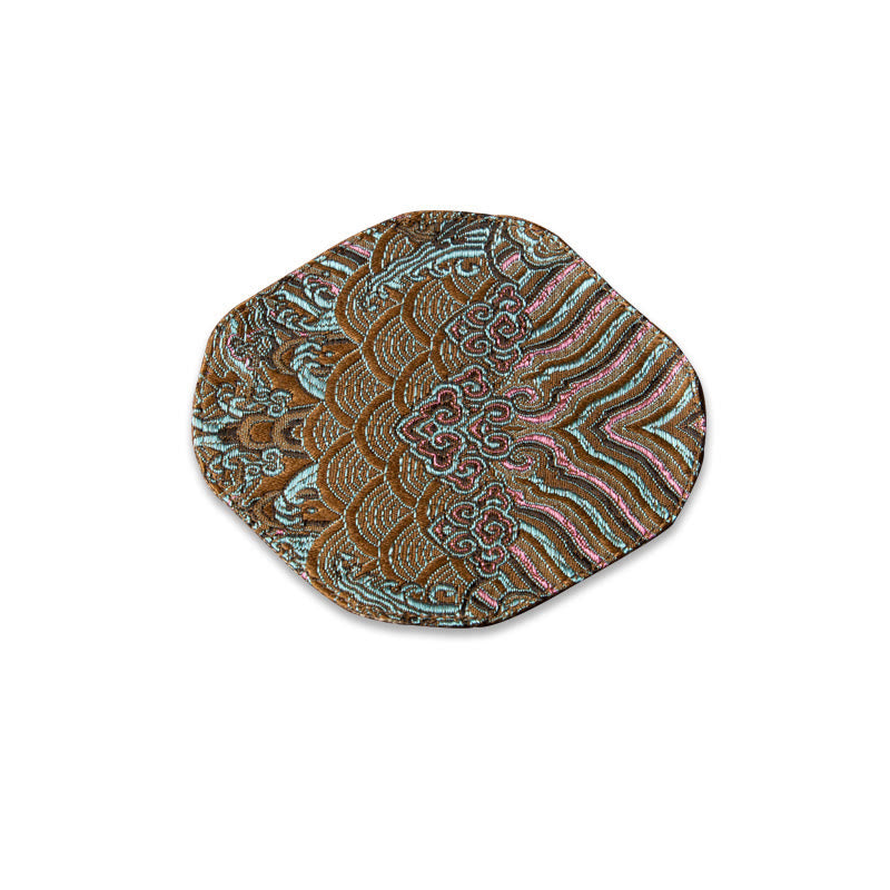 Buddha Stones Sea Wave Bamboo Plum Blossom Brocade Embroidery Cup Mat Pad Tea Cup Coaster Kung Fu Tea Mat